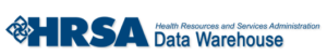 HRSA Health Resources and Service Administration Data Warehouse blue letters on white background