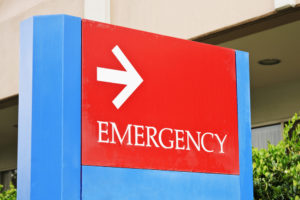 Sign of a hospitals emergency room sign