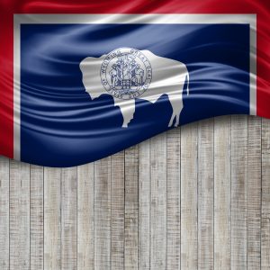 wyoming flag with wooden boards