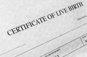 Photo of a partial birth certificate