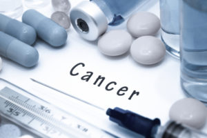 Photo of cancer word with medicine