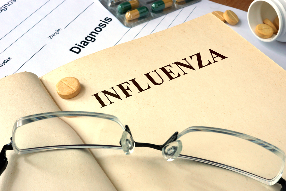 photo of medical files with word influenza