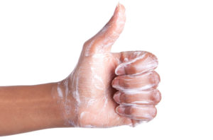 soapy hand thumbs up