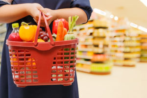 shopping basket with produce