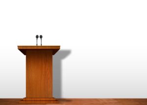 Podium with a microphone