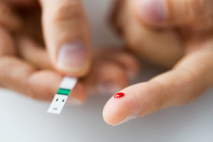 Finger stick blood glucose test