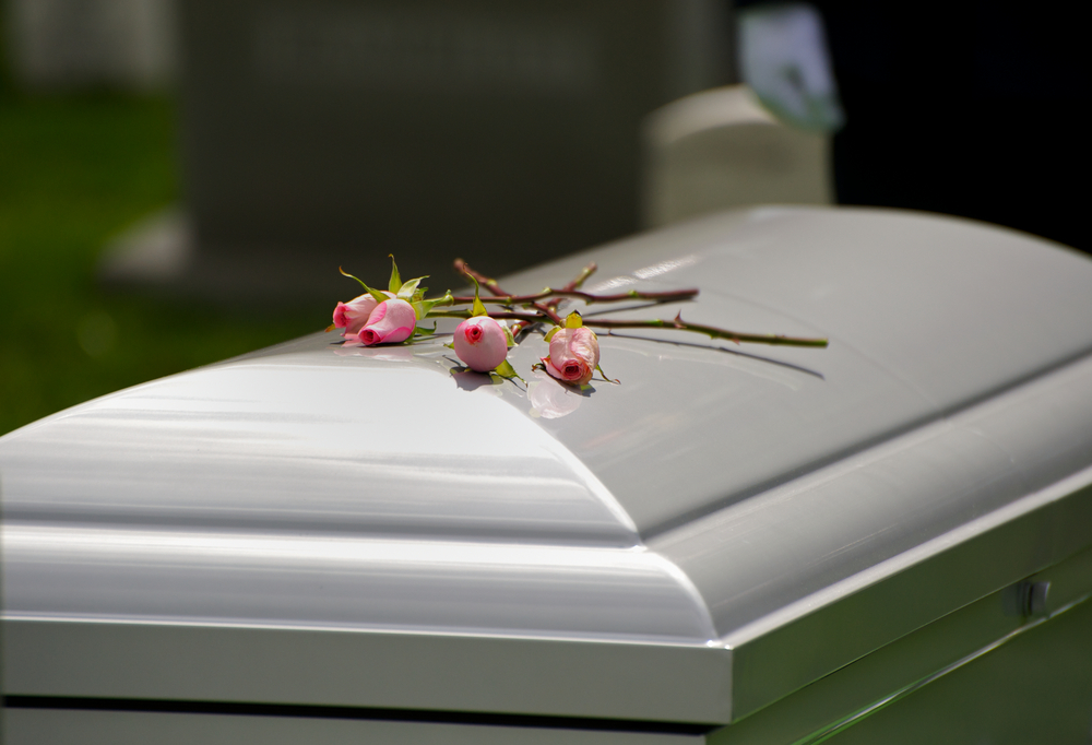 flowers on casket