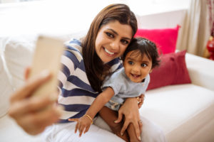 mom and toddler selfie