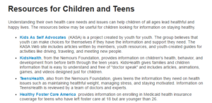 Link to Children and Teen Resources