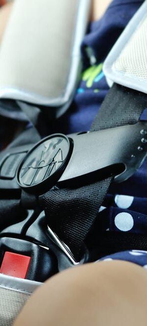 baby in car seat close up