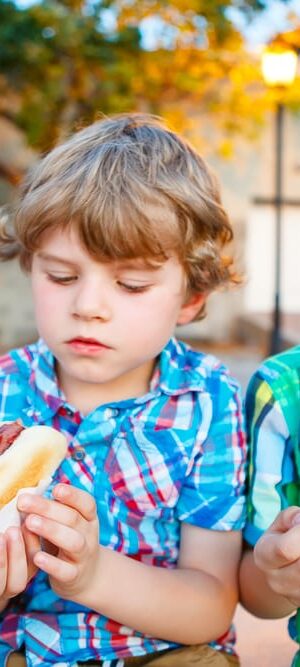 boys with hot dogs