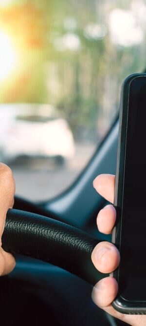 cell phone and steering wheel