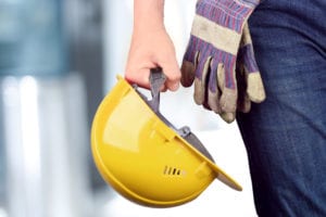 construction hat and gloves