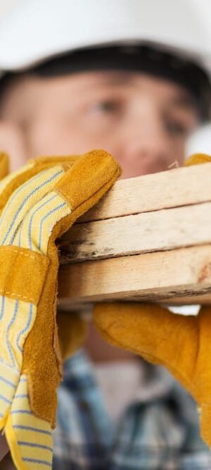 construction worker with wood
