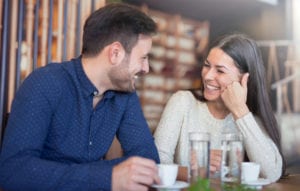 Couple eating at restaurant