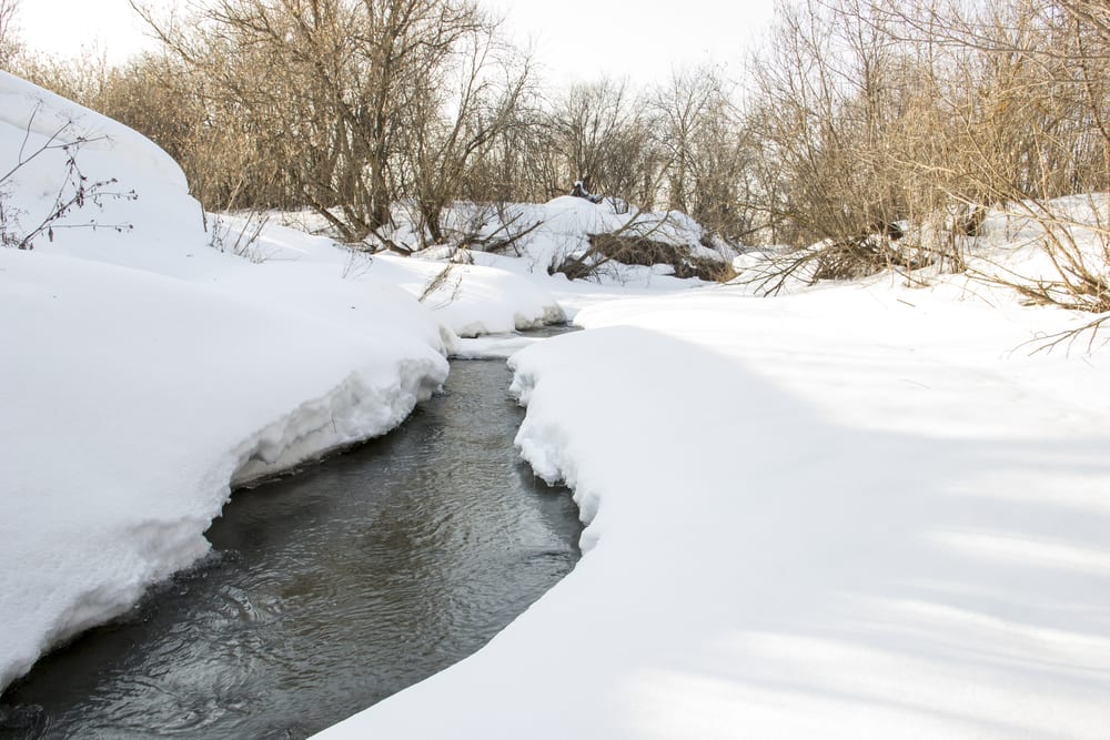 creek and snowbanks
