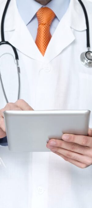 doctor using tablet