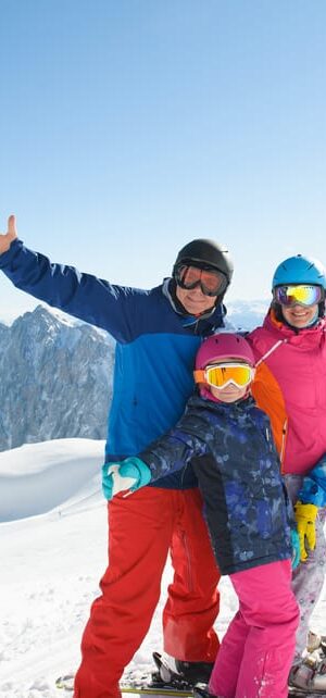 family skiing