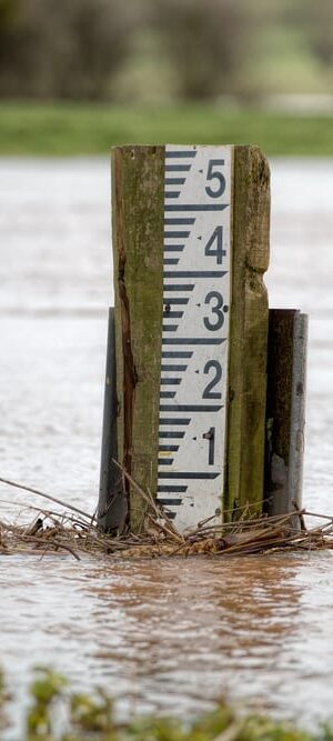 flooding river with marker