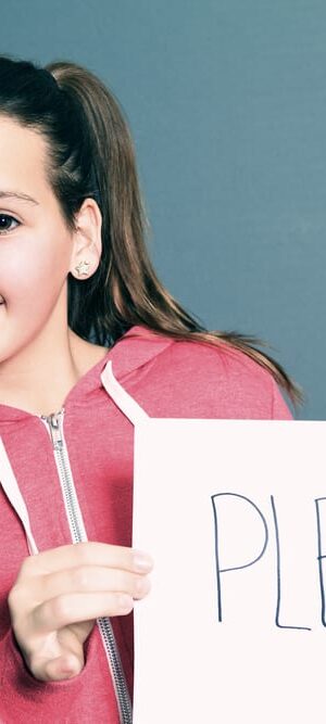 girl with please sign