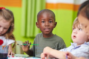 group of children painting