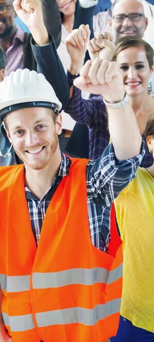 group with construction worker
