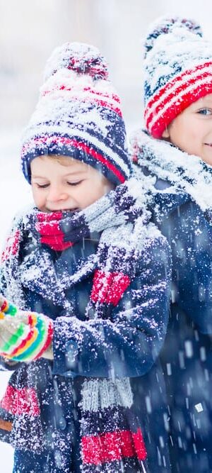 kids bundled up in snow