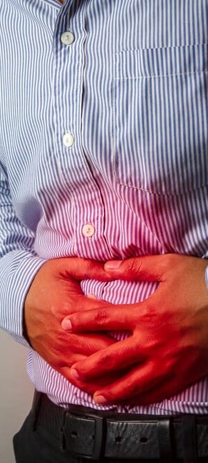 man with upset stomach