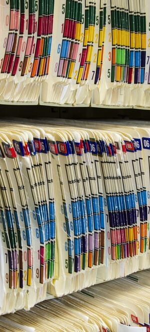medical files on shelves