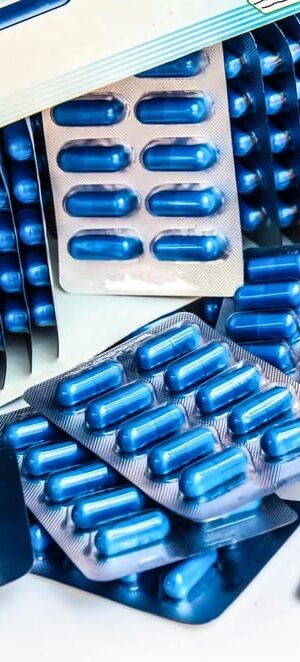 medicine in blue blister packs