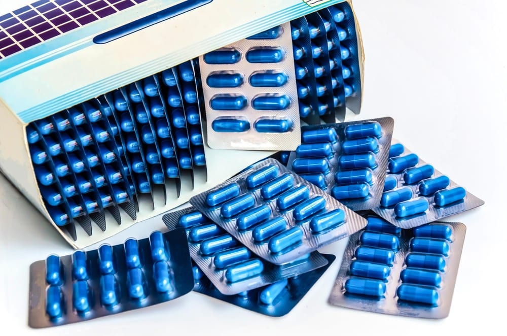 photo of pills in blue packs