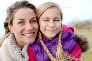 mom and girl outdoors