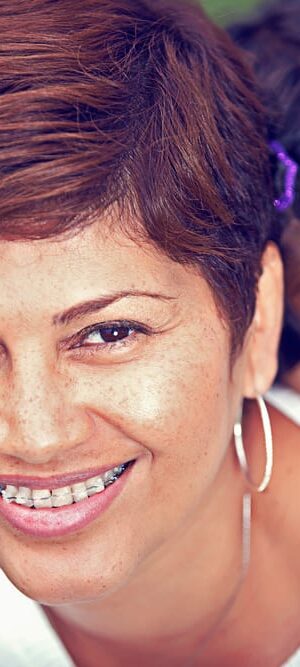 mother and daughter outside