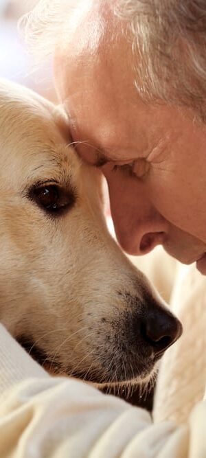 older man and dog