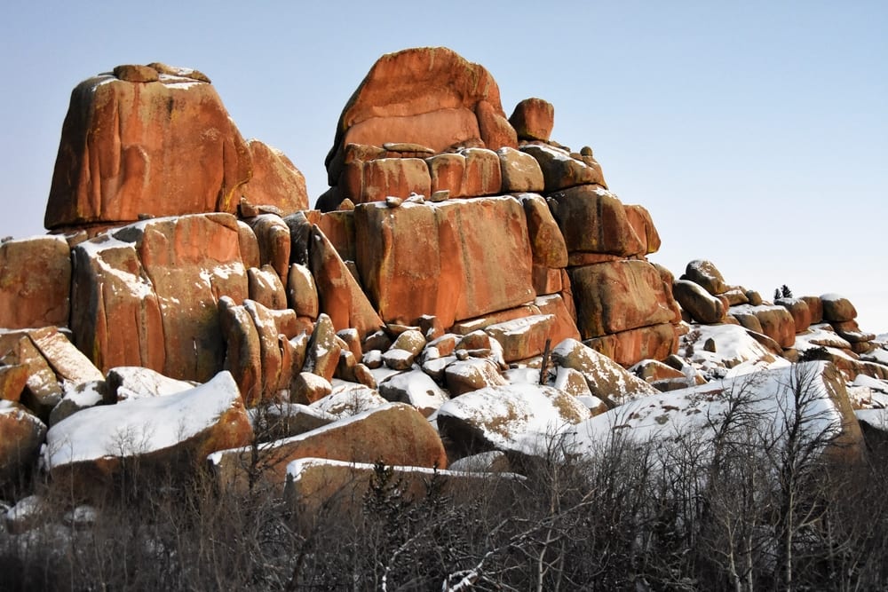 rocks with snow