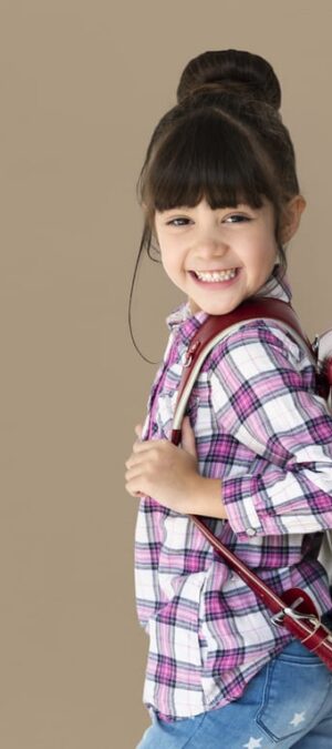 smiling girl with backpack