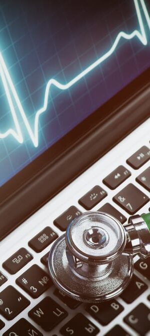 stethoscope on laptop