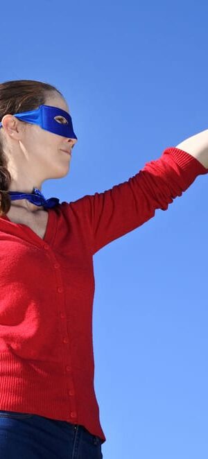 superhero woman with sky