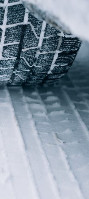 tire on snow close up