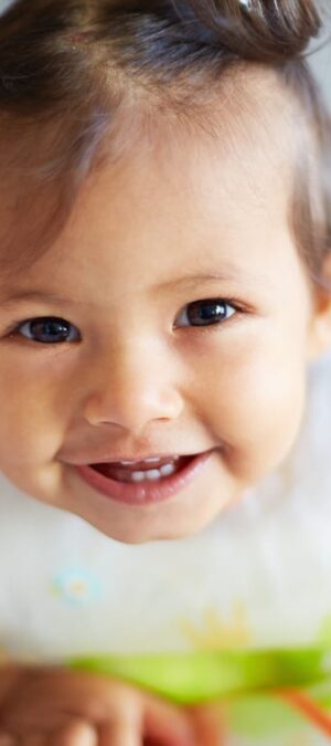 toddler girl with pig tails