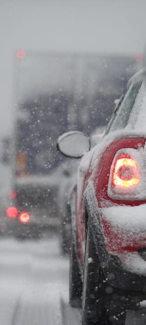 traffic on snowy roads