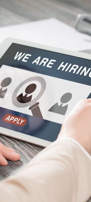 we are hiring on tablet with hands