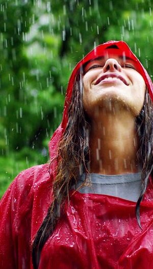 woman outdoors in rain