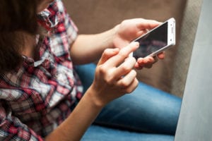 woman using phone
