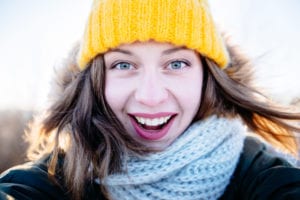 woman wearing winter hat