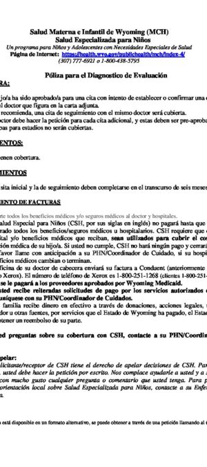 Complete – MCH Diagnostic Evaluation Policy SPANISH 092017