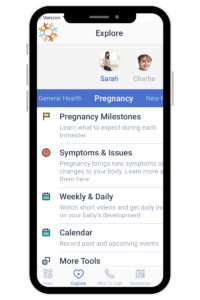 Pregnancy page on App