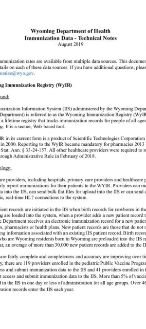 WDH IMM_Immunization Data – Technical Notes