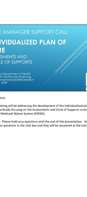 March 2020 CMSC – Assessments.Circle of Supports
