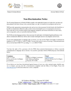 1557-WDH Non-Discrimination Notice & Translation Taglines Insert